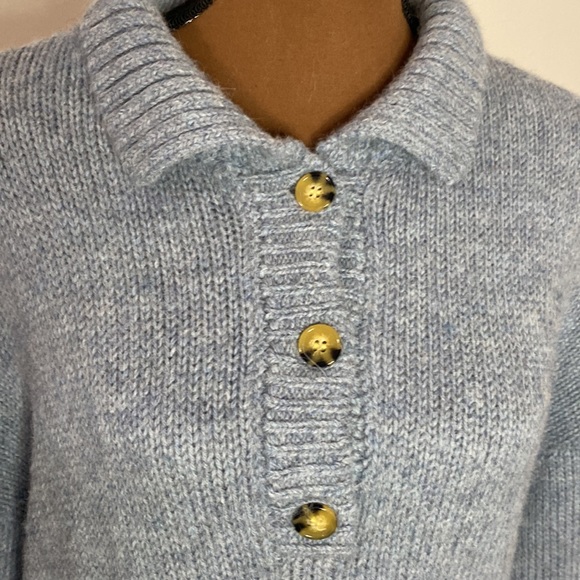 Reformation Belvedere baby alpaca oversized Henley sweater in blue size S - Picture 8 of 15